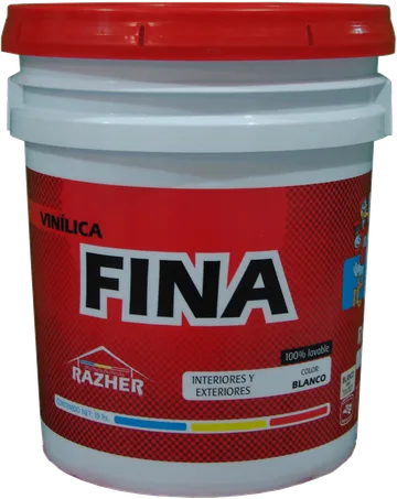 Cubeta de pintura vinílica Fina Razher de 19 litros, color blanco