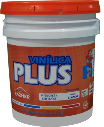 Cubeta de pintura vinílica Plus Razher de 19 litros, color blanco